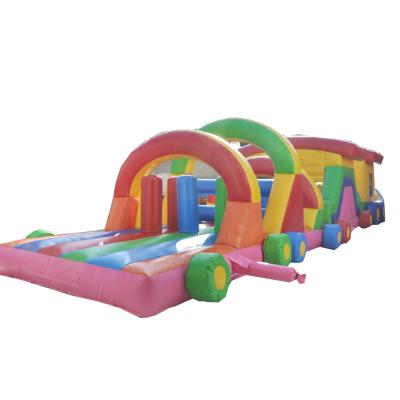 China Rental Or Home Use Commercial Train Bounce House Inflatable Land Obstacle Course For Kids en venta