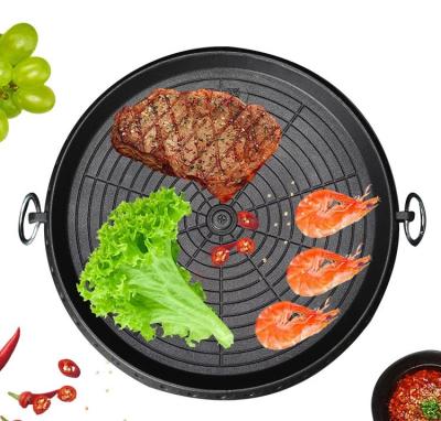 China Korean Portable Round Metal Round Pan Stovetop BBQ Grill Rotisserie Non-Stick BBQ Cookware for sale