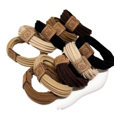 China Hair rope 100PCSLittle Bear Head Rope Girls' Leather Band Tie Hair Rope High Elastic Seamless Hair Loop for sale