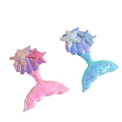 China Hairpin Sequin Beauty Fish Tail Children's Hair Clip Starfish Shell Mermaid Ji Duck Mouth Clip Baby Stage Hair Accessories for sale