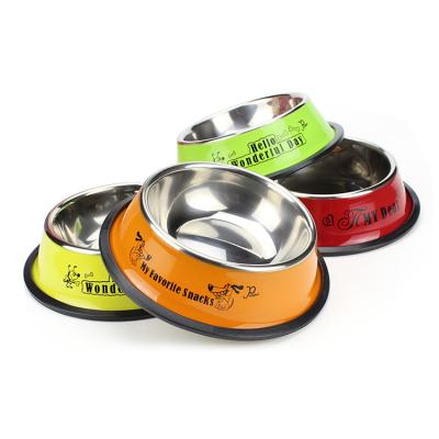 China PAPIFEED Mascotas Wholesale Non-automatic Non-automatic Portable Non-slip Dog Cat Pet Food Water Bowls Non-Slip Printing Feeding for sale