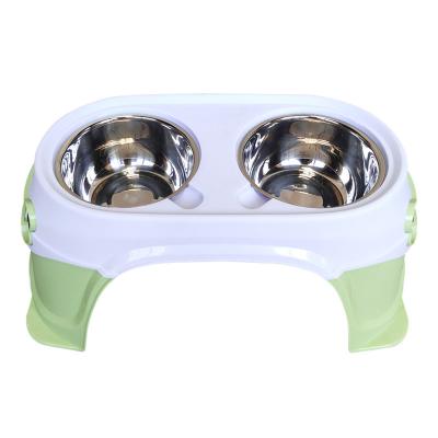 China High Quality Non-slip Double Stocked Rolls High Stainless Steel Pet Supplies Water Food Bowls Dog Cat Feeder Bowls Stand for sale