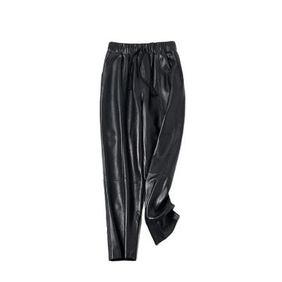 China Custom Made Available Womens Casual Style Sheepskin Breathable Leather Joggers for sale