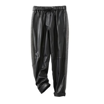 China Casual Style Breathable Pants Women Jogger Custom Available Loose Fit Leather Pants for sale