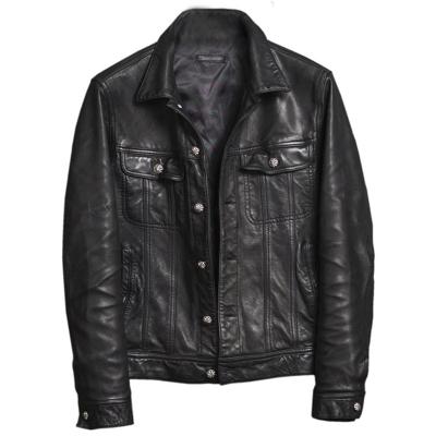 China OEM Custom Mens Style Breathable Veg. Real Garment Wash Tan Leather Jacket for sale