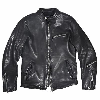 China A Sample Available Men's Breathable Veg. Real Garment Wash Biker Tan Leather Jacket for sale