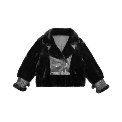 China Breathable Professional Manufacture Cheap Women Fashion Sheepskin Leather Coat for sale