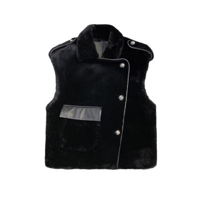 China Wholesale High Quality Breathable Madame Women Shearling Vest Sleeveless Vest for sale