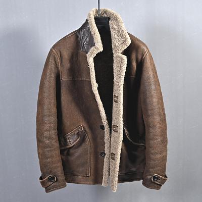 China Black Breathable OEM Duty Garment Wash Mens Shearling Jacket for sale