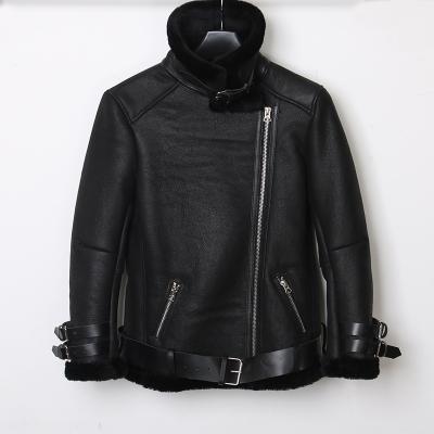 China 2021 New Promotion Fur Bomber Leather Jacket Women's Long Windproof Real Leather Jacket for sale