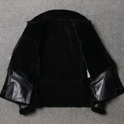 China Factory Wholesale Breathable Winter Shearling Leather Jacket Fur Leather Jackets For Men for sale