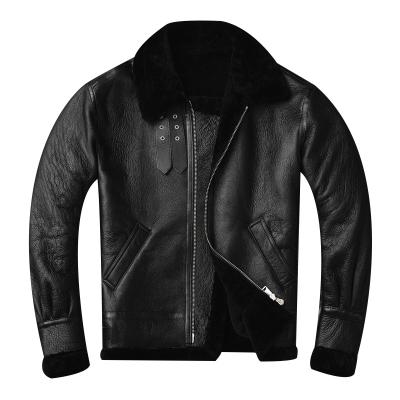 China Breathable Fine Quality Motorcycle Style Mens Leather Bomber Jackets Fur Leather Jacket for sale