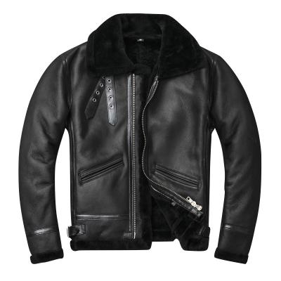 China Multi-size Selection Fur Mens Bomber Jacket Breathable Leather Bomber Jacket for sale