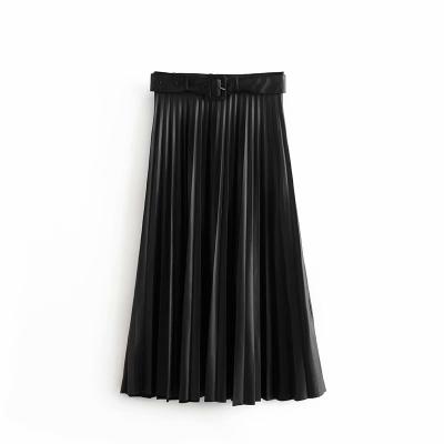 China Breathable 2021 Women Custom Color Design Long Elegant Ladies Pleated A-Line Dresses Skirt Clothing for sale