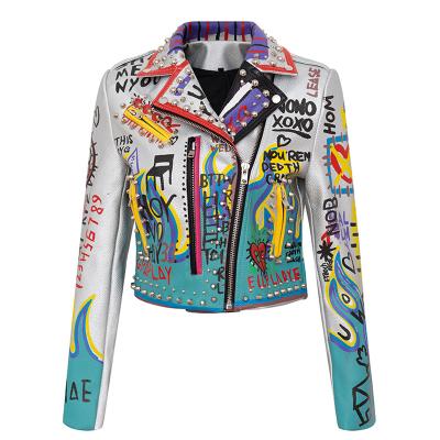 China New Product Hot Selling Jacket Breathable Printed Colorful Jean Jackets Leather Jacket For Women for sale