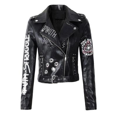 China Good Quality Faux PU Breathable Hot Selling Ladies Spring Autumn Latest Design Leather Jacket for sale