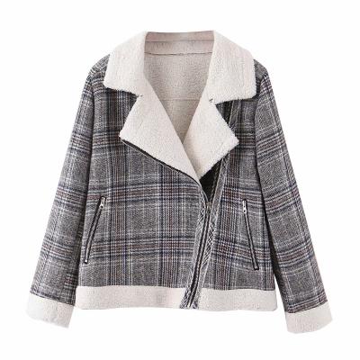 China Custom Made Loose Fashion Faux Fur Breathable Autumn Winter Coat Plaid Warm Jacket For Women for sale