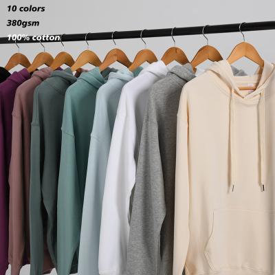 China Donice 12 Colors 100 Cotton 380gsm Heavyweight Anti-pilling Mens Hoodies 100% Cotton Unisex Pullover Hoodies for sale