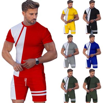 China Wholesale Breathable Sports Tracksuits Two Piece Short Sleeve Top Track Shorts Mens Tracksuit Set for sale