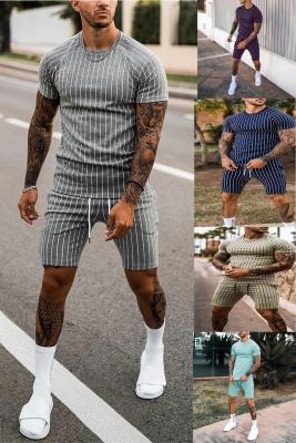 China Custom Breathable Factory Logo Men Summer Sport Two Piece Tracksuits Beach Wear Shorts Tracksuit Men T-shirt Shorts Set for sale