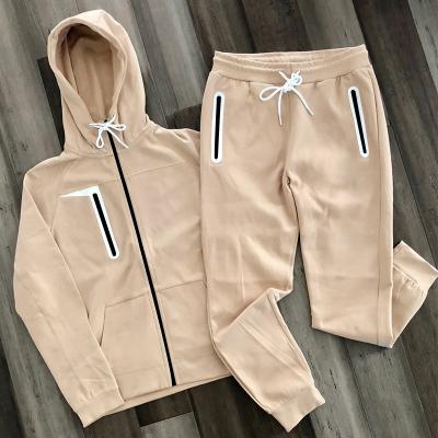 China Men Plus Size OEM Apparel Customized Logo Plain Sweat Suits Pants Set With Zipper Tracksuits Sweatshirts Mens Jogging Suit Sportswear for sale