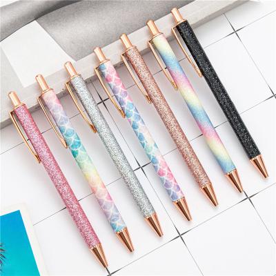 China Promotional creative ballpoint pen metal advertising printing logo printing pen gold powder ballpoint pen wholesale pen gift for sale