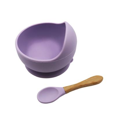 China Silicone Viable Baby Bowl Feeding Dish Waterproof Spoon Non-slip Tableware BPA Free Silicone Bowl For Baby for sale