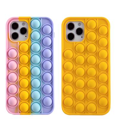 China Anti-fall relive the effort fidgety person toys push it bubble silicone phone case for Iphone 6 6s 7 8 plus X XR XS 11 12 pro Max Soft Cover for sale