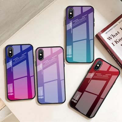 China Gradient Change Color Tempered Glass TPU Soft Bumper Soft Bumper Phone Cover Case For iPhone XS Max for sale