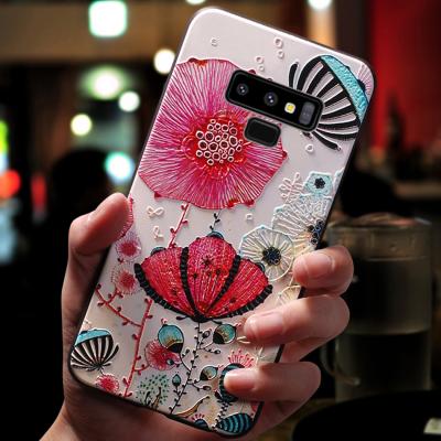 China TPU+PC For Samsung Galaxy Note 9 Case Luxury Premium 3D Hand Dropped Printing Flower Crystal TPU Soft Case For Samsung S9Plus for sale