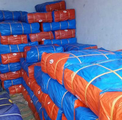 China Factory Single Blue Orange 4x5 Meter Linyi Waterproof Plastic Pe Tarps for sale