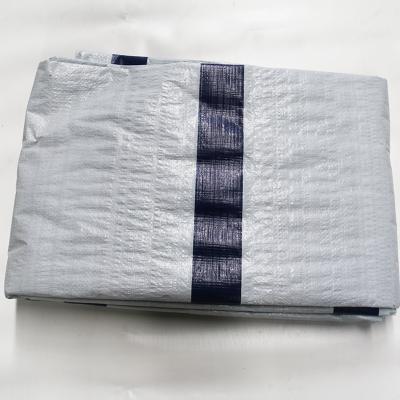 China waterproof white color black base fabric with black strips/lines pe tarpaulin 4x6m for sale