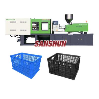 China SHE400 horizontal fruit basket food crate injection molding machine for sale