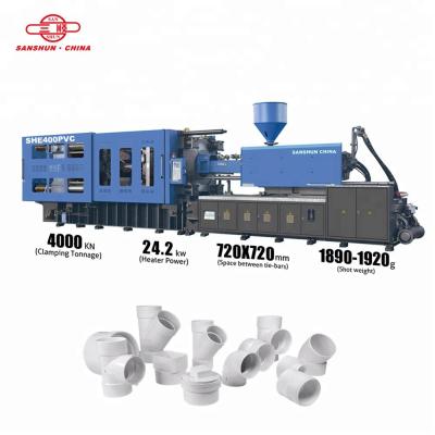 China Horizontal Sanshun PVC Series Pipe Fitting Injection Molding Making Machines SHE400-PVC for sale