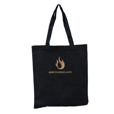 China Hot Sale Black Handled Tote Cotton Bag Canvas Shopping Bag With Logo Custom for sale