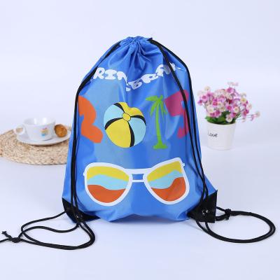 China Waterproof Fashionable 420D Polyester Drawstring Bag Drawstring Backpack With Customized Logo for sale