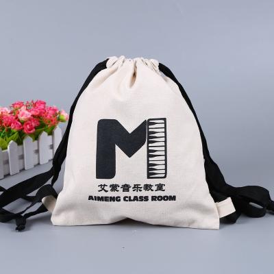 China Custom Eco Friendly Cotton Drawstring Bags Soft-loop Canvas Buggy Bag With Logo for sale