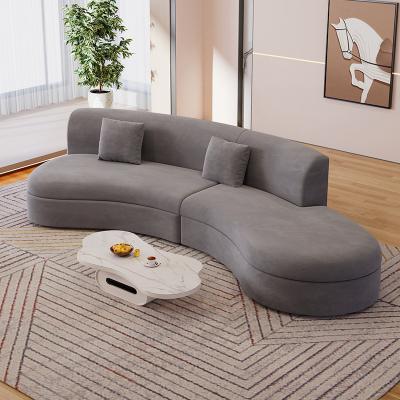 China Semicircular curved sofa bed combination sofa brushed fabric lamb's wool latex foam recliner sofa for sale