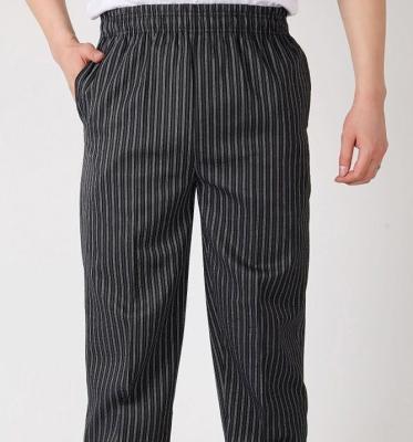 China Kitchen Cooking Striped Chef Polyester Restaurant Baker Uniform Pants for sale