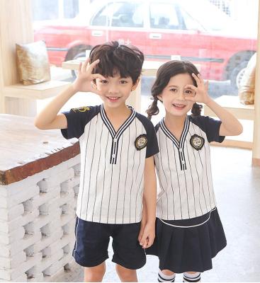 China School shorts set striped primary school uniform for sale