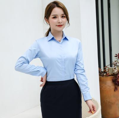 China Office Anti Shrink Uniform Shirt Ladies Long Sleeve for sale