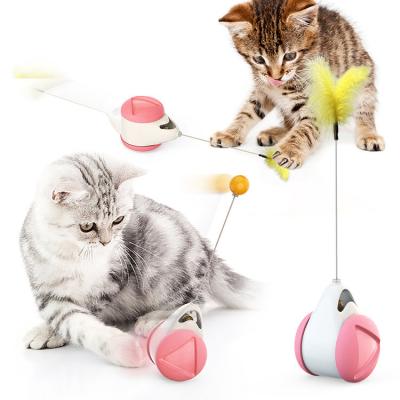 China New Design Viable No Power Cat Toys Pet Funny Cat Interactive Stick Kitten Swing Toys Balance Car for sale