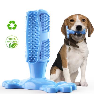 China Natural Rubber Viable Bite Resistant Dog Toothbrush Chew Toys Stick Dog Bite Chew Brushing Toy for sale