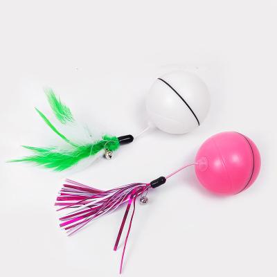 China Amazon Viable Best-Selling Cat Interactive Toy Feather Teaser Cat Toys Interactive Ball with Led Light for sale