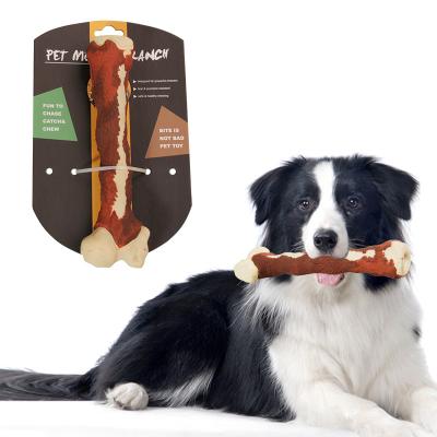 China Bestselling Dog Meat Viable Durable Rubber Anti Bite Bite Interactive Toy Bone Shape Dog Chew Toy for sale