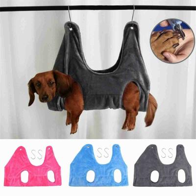 China Wholesale Custom Color Fleece Stocked Professional Cat Grooming Hammock Pet Grooming Dog Hammock for sale