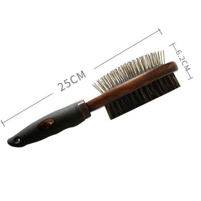 China Wholesale Viable 2 in 1 Durable Dog Grooming Comb Anti Slip Handle Double Sided Cat Dog Hair Brush for sale