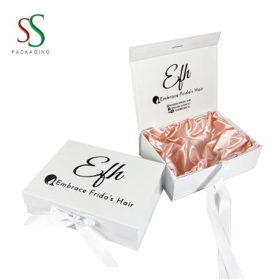 China Recyclable Hair Extensions Wig Boxes With Satin Inside Hair Box With Satin In It for sale