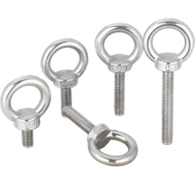 China Industry high quality 304 stainless steel hardware 316 thread shank lifting eye bolts for sale