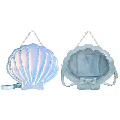 China Transparent Female Japanese Style Ita Shell Bag Symphony Pu Shoulder Lolita Messenger Bag Pearl Decoration High Quality Custom for sale